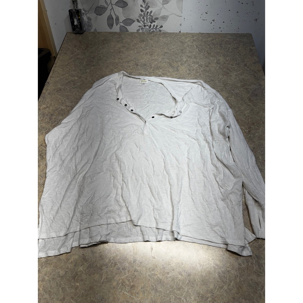 Offline by Aerie Womens XXL Cream Waffle Knit Snap Henley Oversized Long Sleeve